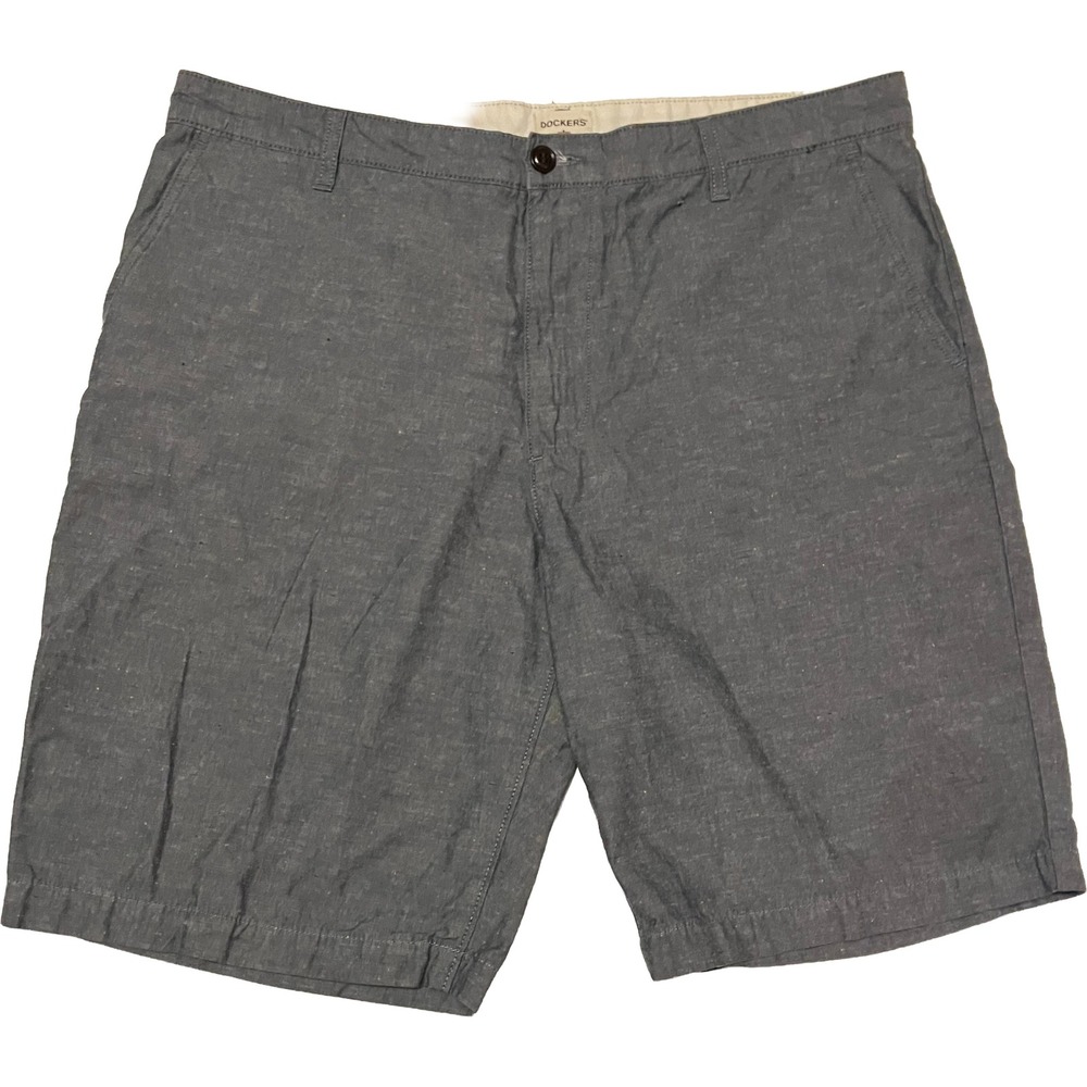 Dockers Perfect Shorts Mens 36 Gray Chambray Multicolor Nep Classic Fit 10.5" In